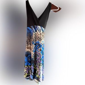 LRue 21 leopard and paisley babydoll blue and black shirt. Size XL.